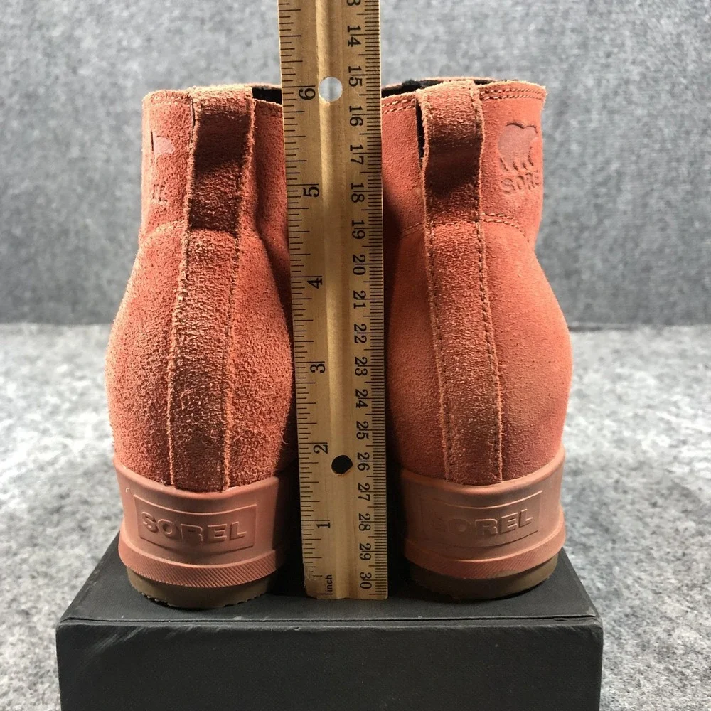 Sorel Boots‎ Womens 9.5 Orange Suede Wedge Chelsea Ankle Booties NL4910-849